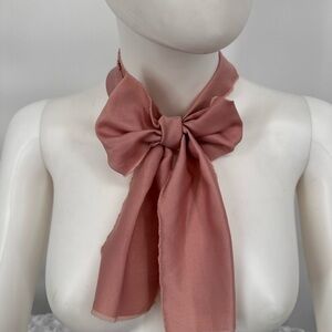Blush Colored Satin Bow Necklace